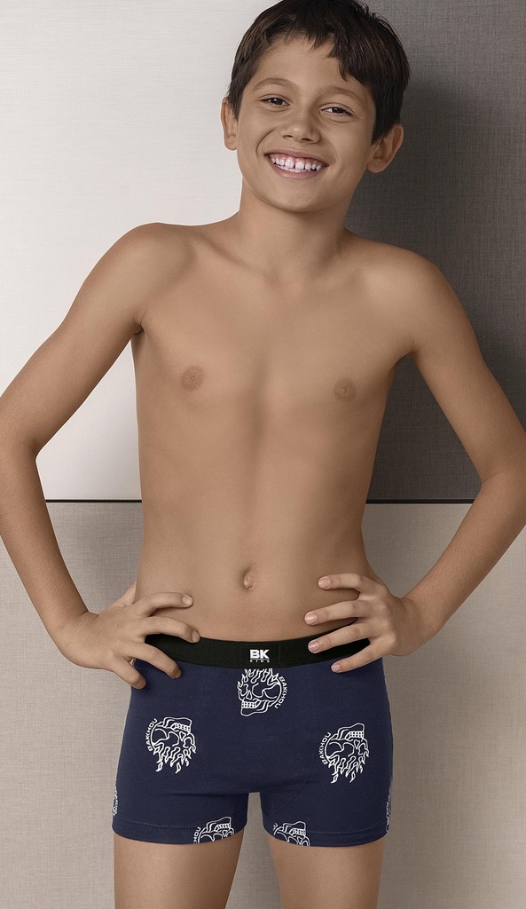[BAK4045] BOXER NENE ALGODÓN Y LYCRA ESTAMPADO "CALAVERA" (10, NEGRO)