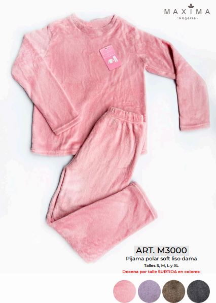 [MXM3000] DESCUENTO 10% LIQUIDACION DE TEMPORADA!  INV. PIJAMA DAMA LISO POLAR SOFT (S)