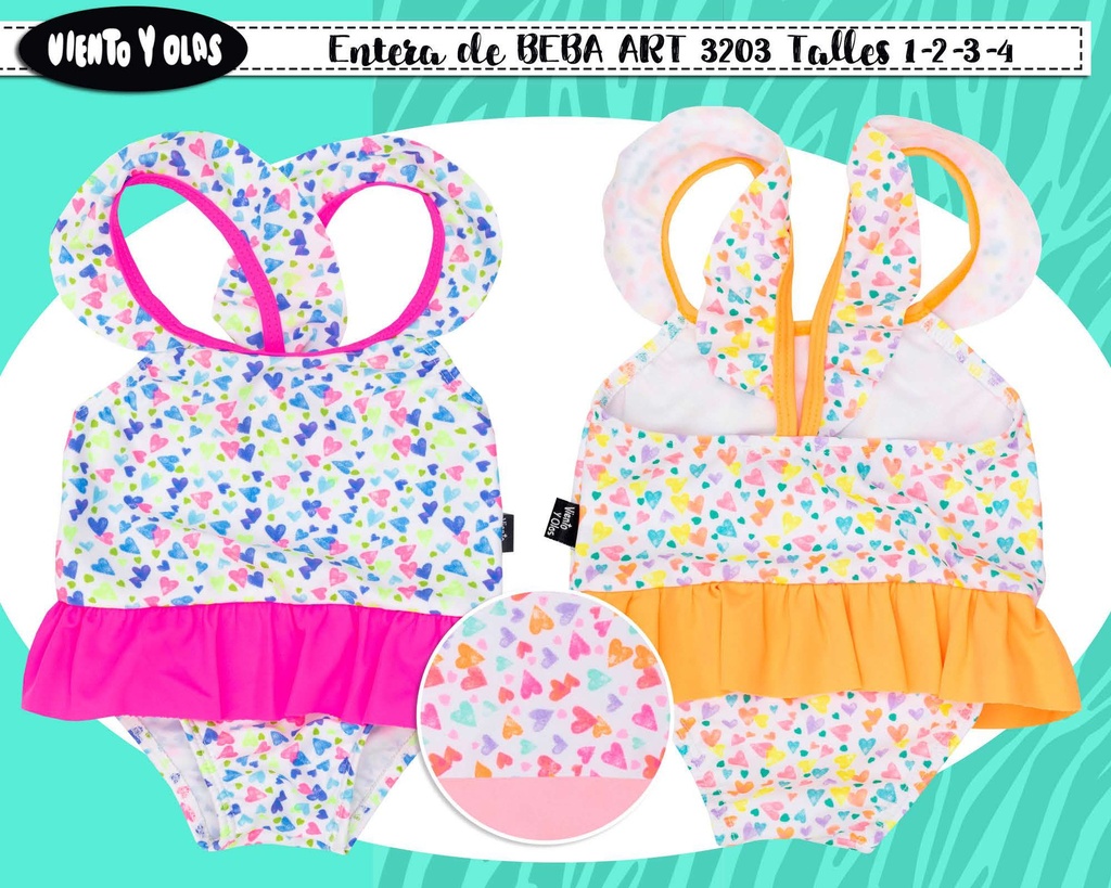 [VYO3203] MALLA ENTERA BEBE ESTAMPADO CORAZONES.  (1)