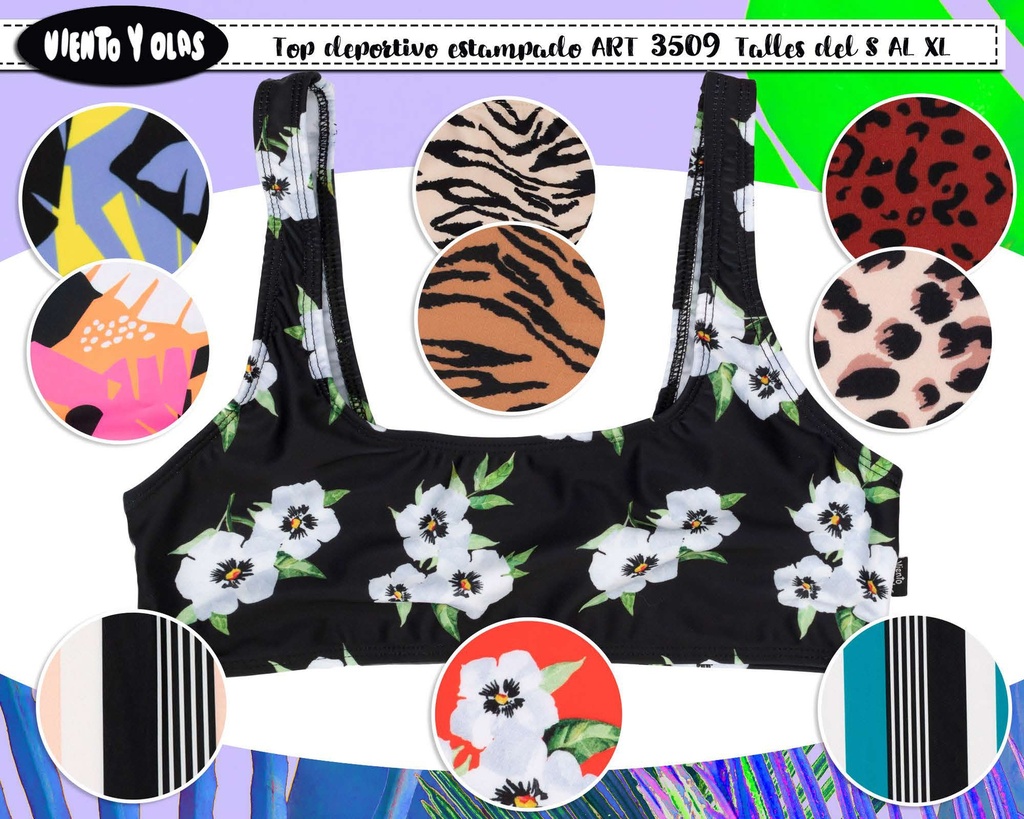 [VYO3509] MALLA DAMA TOP DEPORTIVO ESTAMPADO. (M)