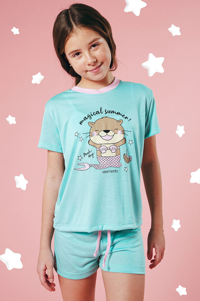 [ELE2621] OFF - 15% !! VER. PIJAMA NENA REMERA ESTAMPADA Y SHORT LISO (4)