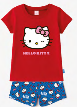 VER. PIJAMA NENA REMERA DE ALGODÓN Y SHORT SUBLIMADO "KITTY" (4)