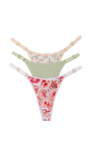 [FRA5001] PACK X3 TANGA REGULABLE CAVADA DE ALGODÓN ESTAMPADA "VINTAGE"