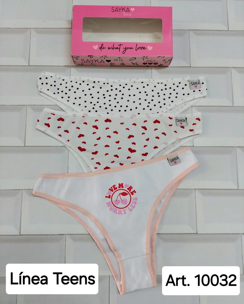 [SAY10032] PACK X3 VEDETINA JUVENIL DE ALGODÓN Y LYCRA ESTAMPADA (1)
