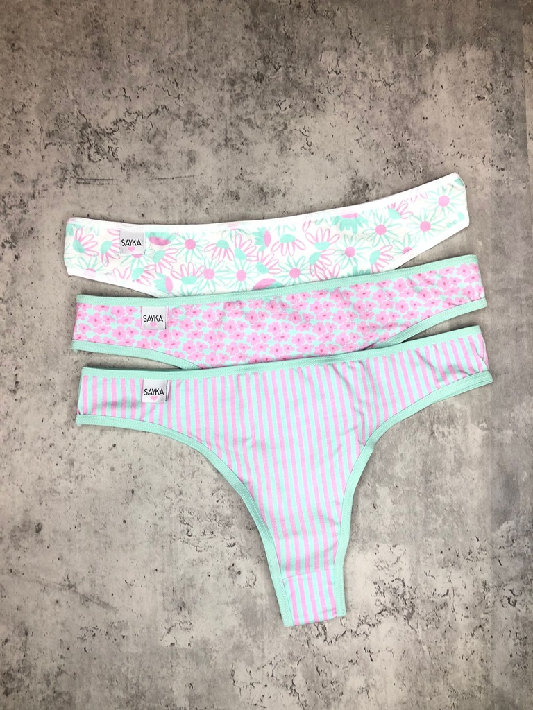 [SAY10200] PACK X3 COLALES DE ALGODÓN Y LYCRA ESTAMPADA