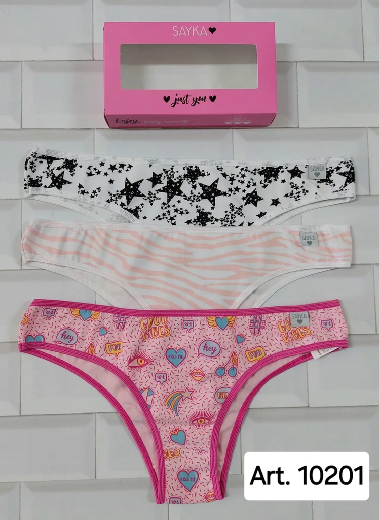 [SAY10201] PACK X3 VEDETINA DE ALGODÓN Y LYCRA ESTAMPADA