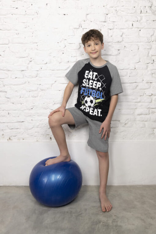 [LEN26910/G] VER. PIJAMA DE JERSEY CON ESTAMPA QUE BRILLA EN LA OSCURIDAD (10, GRIS)