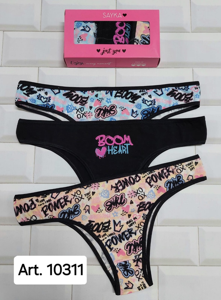 [SAY10311] PACK X3 VEDETINA DE ALGODON Y LYCRA ESTAMPADA