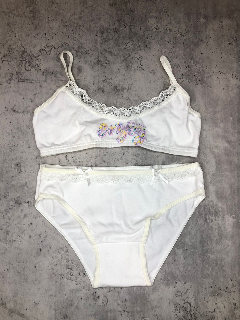 [KIE5640] CONJUNTO DE NENA DE TOP CON CULOTTE DE ALGODÓN LISO CON PUNTILLITA (1)