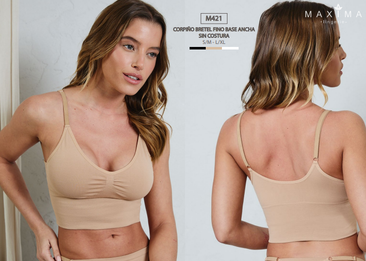 [MXM421] CORPIÑO BRETEL FINO BASE ANCHA SIN COSTURA (S/M)