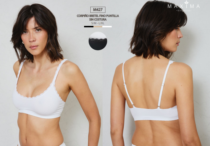 [MXM427] CORPIÑO BRETEL FINO CON PUNTILLA SIN COSTURA (S/M)