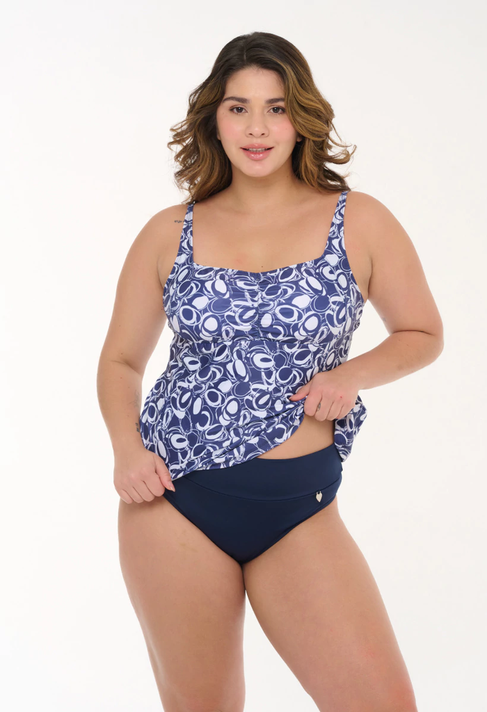 [KIE14854] VER. MALLA TANKINI TIRO CORTO ESTAMPADA (5, NEGRO)