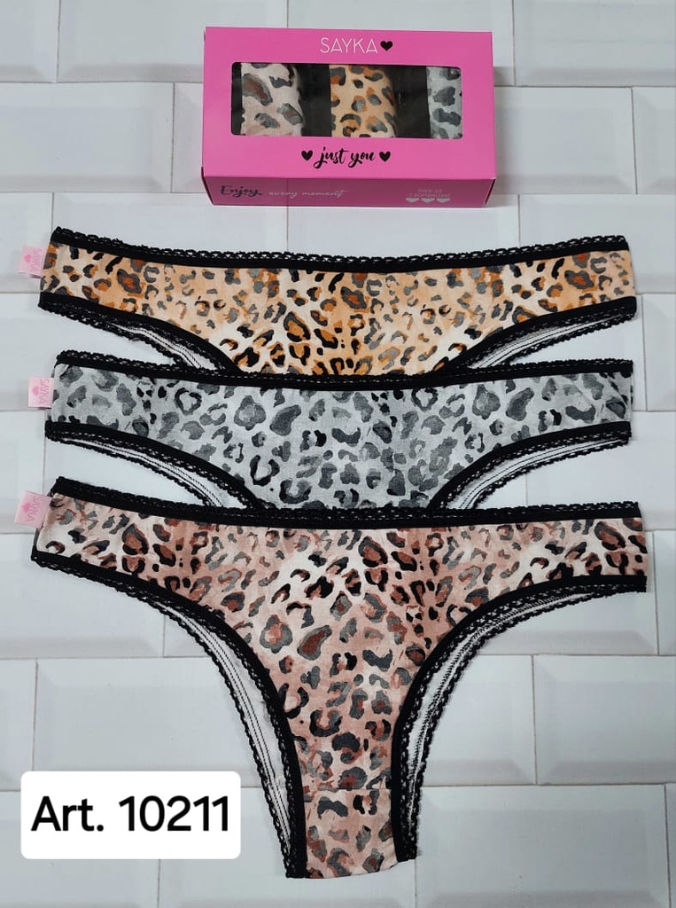 PACK X3 VEDETINA DE ALGODÓN Y LYCRA ESTAMPADA