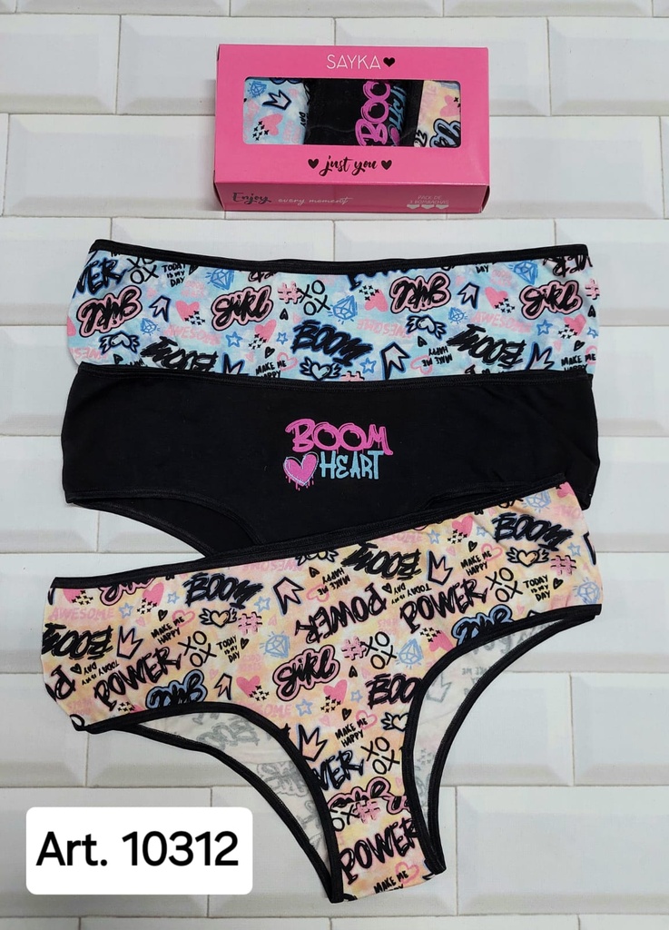 [SAY10312] PACK X3 CULOTTE CLASICO DE ALGODÓN Y LYCRA ESTAMPADO