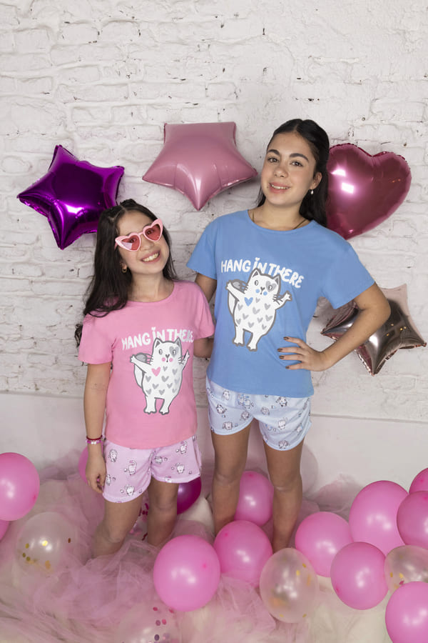 VER. PIJAMA NENA ESTAMPADO "GATITOS" (AZUL)