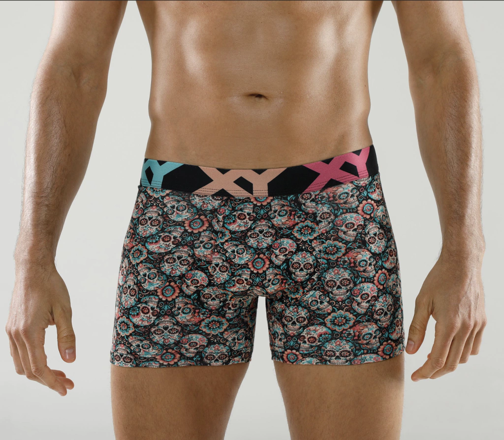 BOXER DE ALGODON Y LYCRA ESTAMPADO "SKULL" (S)