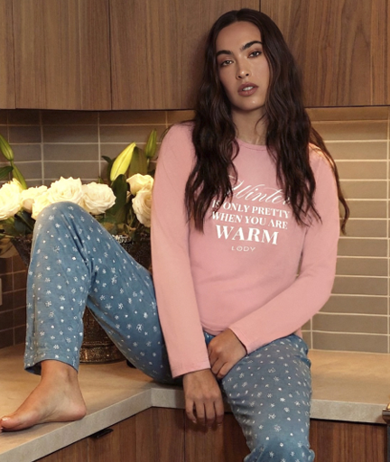 [LODP11001] DESCUENTO 10% LIQUIDACION DE TEMPORADA! INV. PIJAMA DE DAMA ESTAMPADO DE JERSEY "COPOS" (1, BLANCO)
