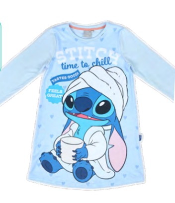 [DIS83207] DESCUENTO 15% LIQUIDACION DE TEMPORADA! IINV. CAMISON DE ALGODÓN Y MODAL SUBLIMADO "STITCH" (2, CELESTE)