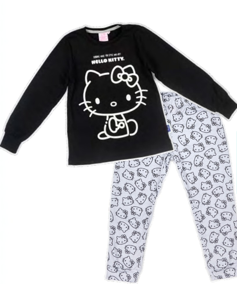 [DIS84054] DESCUENTO 10% LIQUIDACION DE TEMPORADA! INV. PIJAMA DE ALGODÓN Y MODAL SUBLIMADO "KITTY" (6, NEGRO)