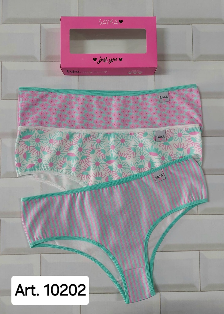 [SAY10202] PACK X3 CULOTTE CLASICO DE ALGODÓN Y LYCRA ESTAMPADO