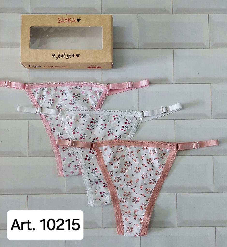 PACK X3 COLALES REGULABLE DE ALGODÓN Y LYCRA ESTAMPADA