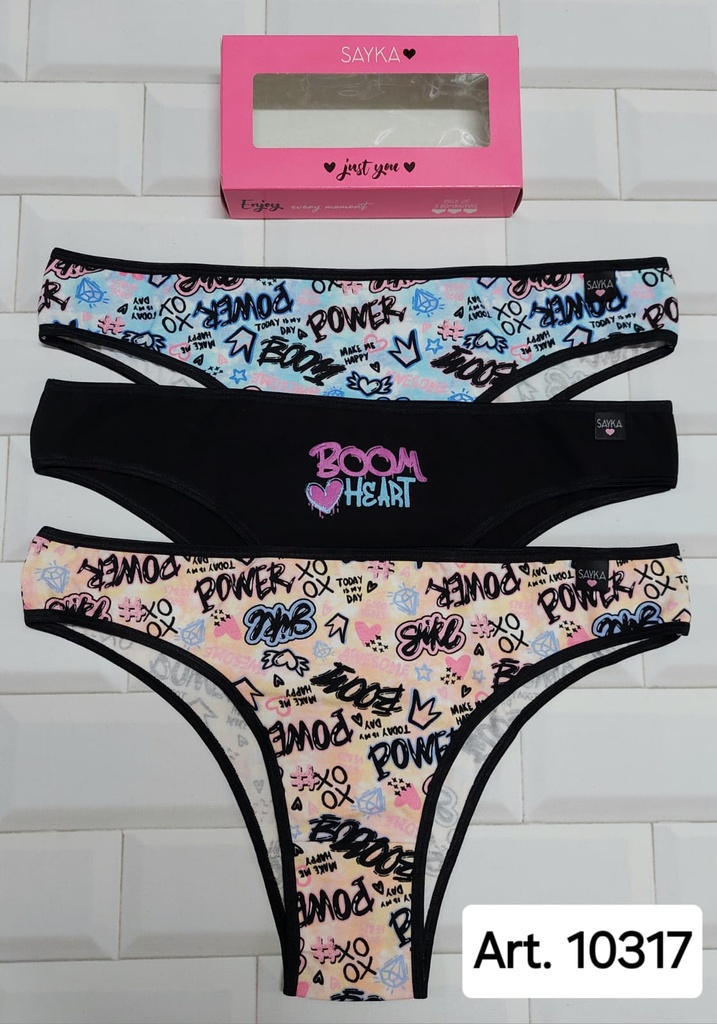 [SAY10317] PACK X3 VEDETINA MAX DE ALGODÓN Y LYCRA ESTAMPADA