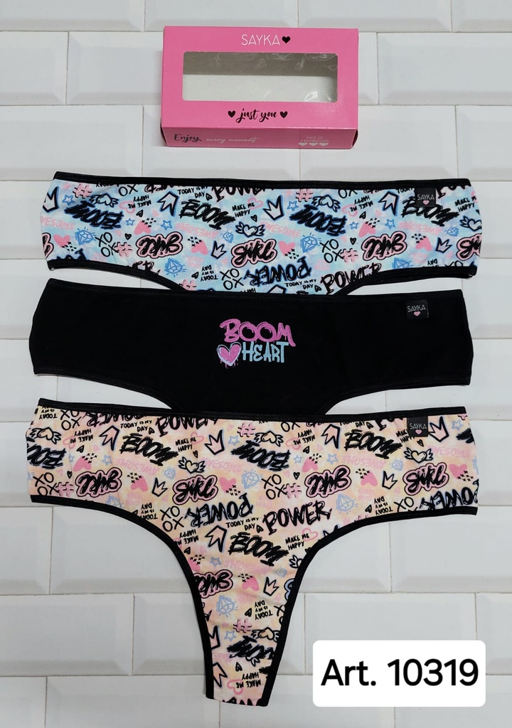 [SAY10319] PACK X3 CULOTELESS MAX DE ALGODÓN Y LYCRA ESTAMPADO