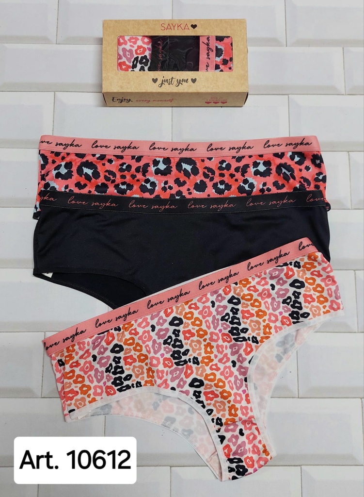 [SAY10612] PACK X3 CULOTTE CLASICO DE MICROFIBRA ESTAMPADA CON ELASTICO PERSONALIZADO