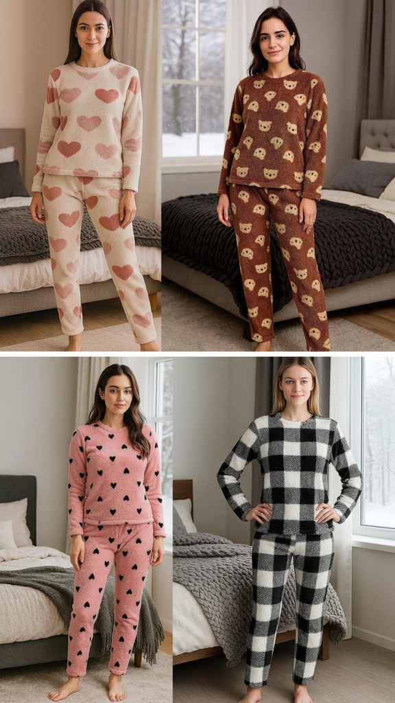[TERREP12] DESCUENTO 10% LIQUIDACION DE TEMPORADA! INV. PIJAMA DE CORDERITO ESTAMPADO (S)