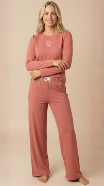 [VTG1041] DESCUENTO 10% LIQUIDACION DE TEMPORADA! INV. PIJAMA MANGA LARGA DE DAMA LISO DE ALGODÓN (1)