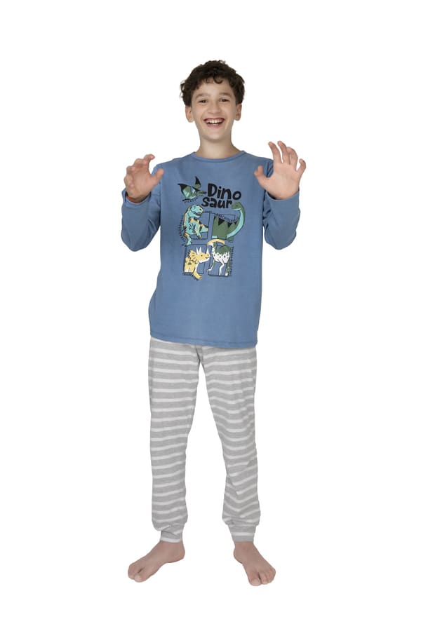 [LEN26930/G] DESCUENTO 10% LIQUIDACION DE TEMPORADA! INV. PIJAMA DE NENE DE ALGODÓN ESTAMPADO "DINO" (10, AERO)