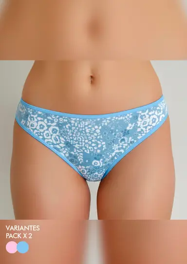 [MK11251] PACK X2 VEDETINA DE ALGODÓN Y LYCRA ESTAMPADA (LILA/BLANCO)