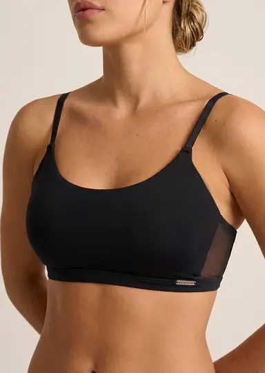 [MK5818] CORPIÑO TOP SIN TAZA DE MICROFIBRA CON DETALLE DE TUL (85)