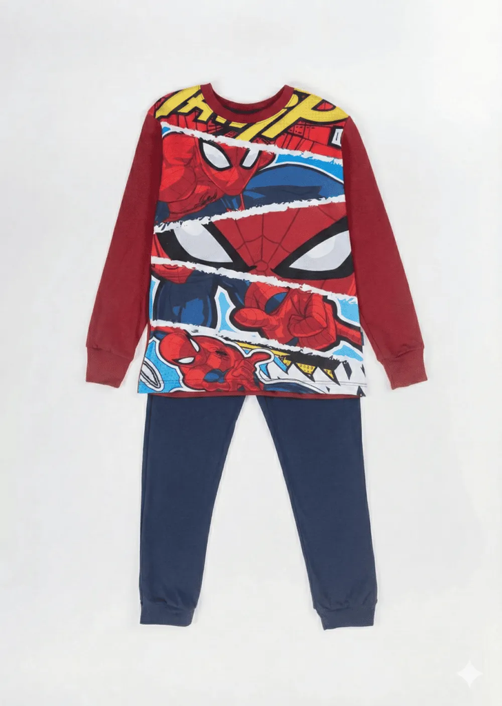 [DIS81069] DESCUENTO 10% LIQUIDACION DE TEMPORADA! INV. PIJAMA DE ALGODÓN Y MODAL SUBLIMADO CON PANTALON LISO "SPIDER MAN" (4, BORDO)