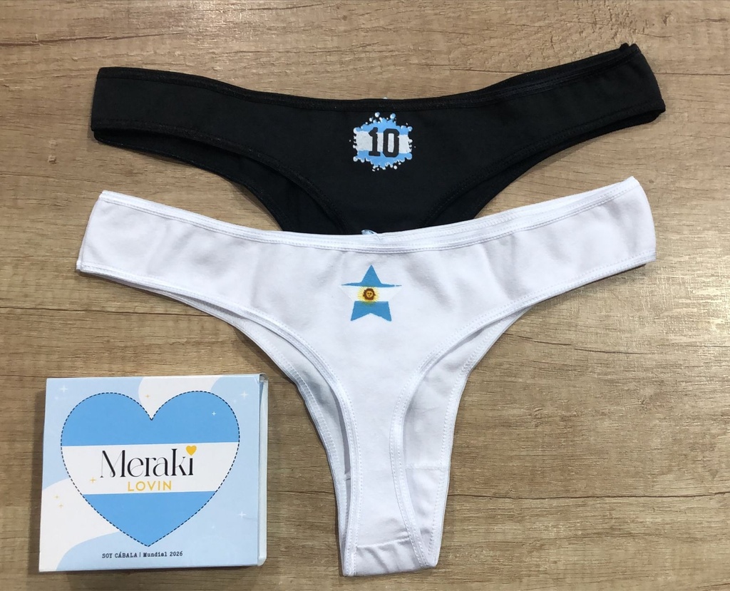 [MER94006] PACK X2 COLALES DE ALGODÓN Y LYCRA ESTAMPADA "ARG"