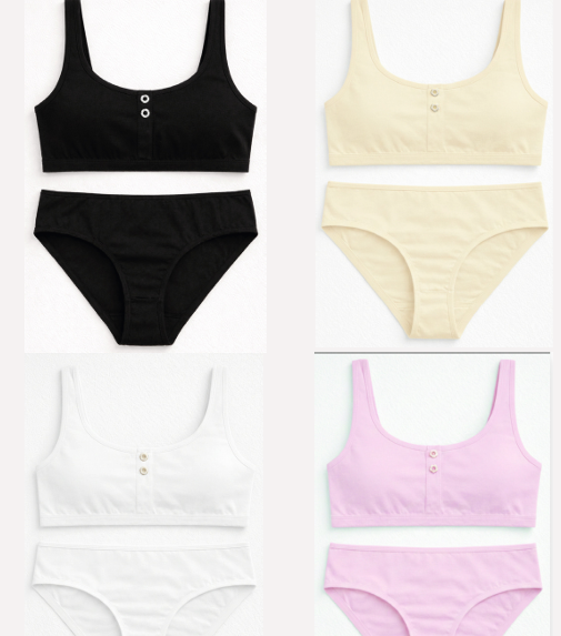 [MAR21000] CONJUNTO NENA LISO DE ALGODÓN Y LYCRA CON TAZA DESMONTABLE CON BOTONES Y BOMBACHA (8, BLANCO)