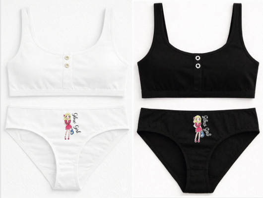 [MAR21001] CONJUNTO NENA ESTAMPADO DE ALGODÓN Y LYCRA CON BRETEL ANCHO C/ BOTONES (8, BLANCO)