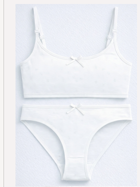 [MAR30000] CONJUNTO TEENS LISO DE ALGODÓN Y LYCRA CON BRETELES FINOS Y VEDETINA Y TAZA DESMONTABLE (S, BLANCO)