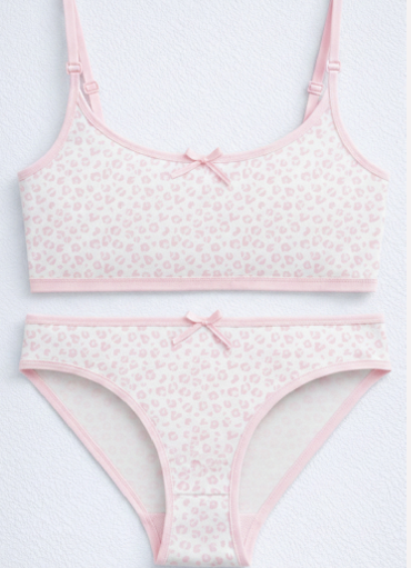 [MAR30003] CONJUNTO TEENS ESTAMPADO DE ALGODÓN Y LYCRA CON BRETEL FINO Y VEDETINA "PRINT" (S)