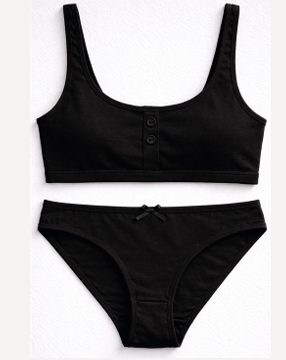 [MAR31000] CONJUNTO TEENS LISO DE ALGODÓN Y LYCRA CON BRETELES ANCHOS Y VEDETINA CON TAZA DESMONTABLE (S, BLANCO)