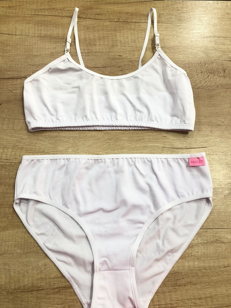 [MAR705] CONJUNTO NENA TOP DE ALGODON Y LYCRA LISO CON CULOTTE (8, BLANCO)