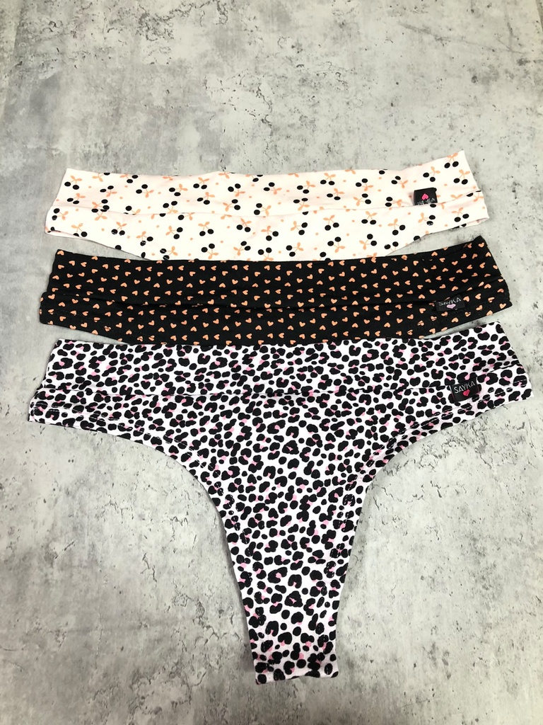 [SAY10250] PACK X3 COLALES DE ALGODÓN Y LYCRA CON CINTURA Y DOBLADILLO