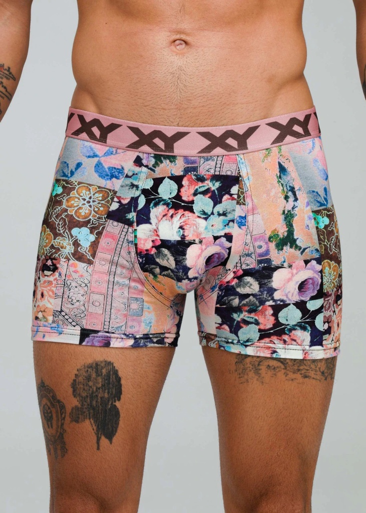 [XY1468] BOXER DE ALGODÓN Y LYCRA ESTAMPADO "ROSE" (S)