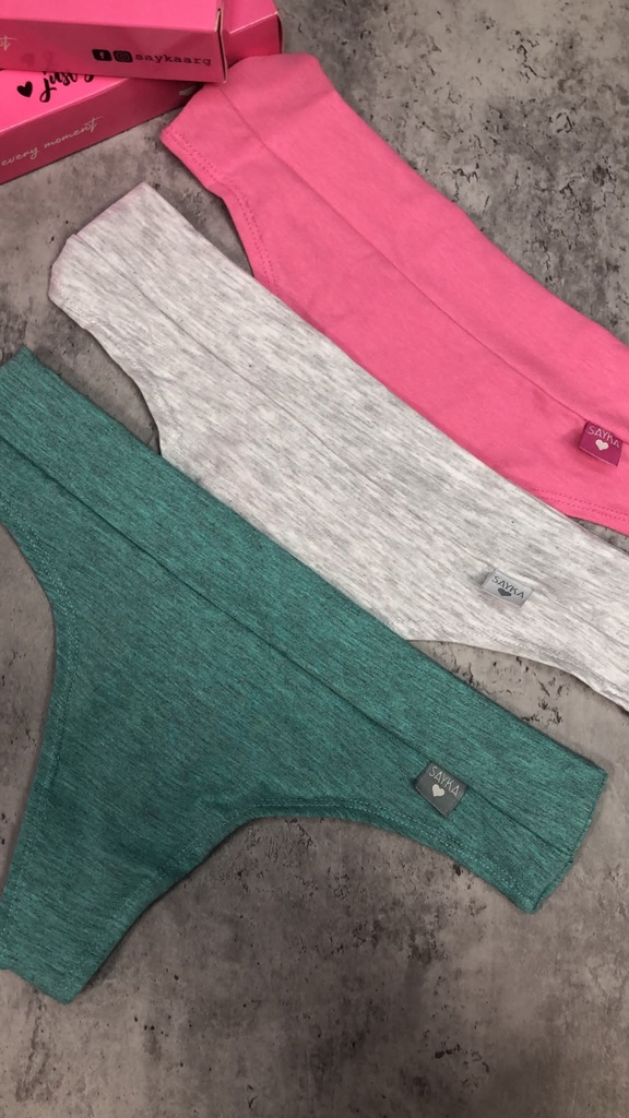 [SAY10420] PACK X3 COLALES DE ALGODÓN Y LYCRA C/CINTURA Y DOBLADILLO