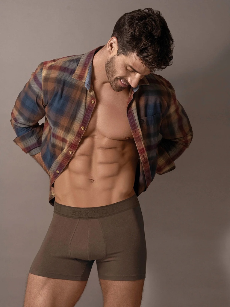 [BAK2124] BOXER DE ALGODÓN Y LYCRA LISO CON ELASTICO SOBRE RELIEVE AL TONO (S, AERO)