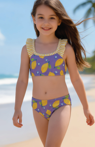 VER. MALLA BIKINI NENA CON VOLADOS EN BRETELES  Y CULOTTE "LIMONES" (10, CELESTE)