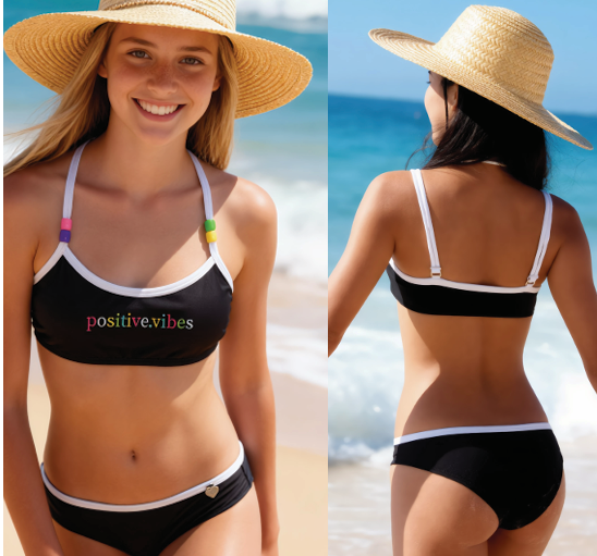[KIE963] VER. MALLA BIKINI TEENS TOP CON BRETELES REGULABLES Y CULOTTE (12, BLANCO)
