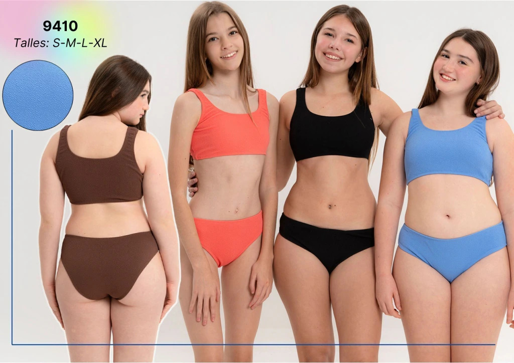 [VYO9410] VER. MALLA BIKINI TEENS TOP TEXTURADA LISA (S)