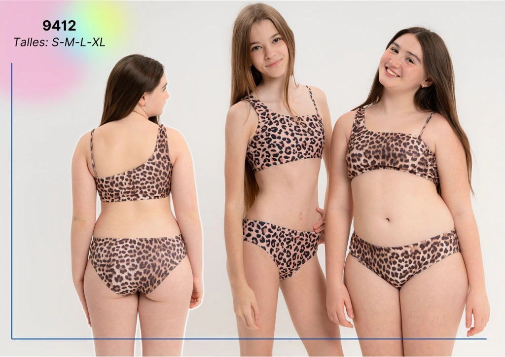 [VYO9412] VER. MALLA BIKINI TEENS UN SOLO HOMBRO ESTAMPADA "ANIMAL PRINT" (S)