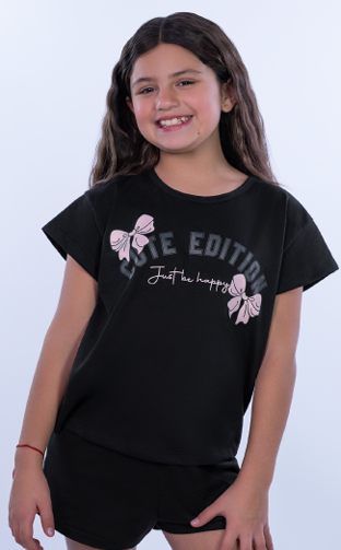 [SP11822] VER. PIJAMA NENA REMERA MANGAS CORTAS ESTAMPADA Y SHORT LISO (10, GRIS)